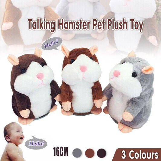 Plush Talking Hamster Toy with Voice Mimicry Nod Action Xmas Gift for Pet Lovers - Dark Brown