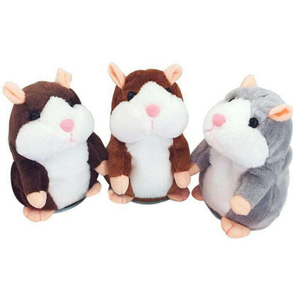 Plush Talking Hamster Toy with Voice Mimicry Nod Action Xmas Gift for Pet Lovers - Dark Brown