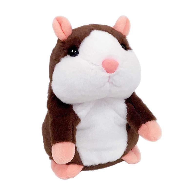 Plush Talking Hamster Toy with Voice Mimicry Nod Action Xmas Gift for Pet Lovers - Dark Brown