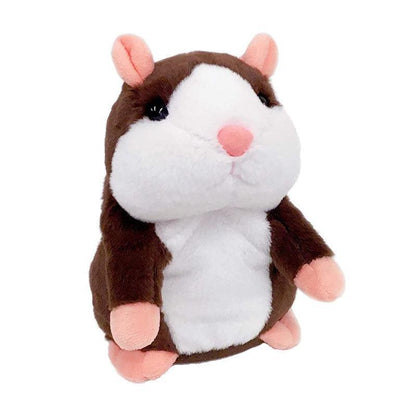 Plush Talking Hamster Toy with Voice Mimicry Nod Action Xmas Gift for Pet Lovers - Dark Brown