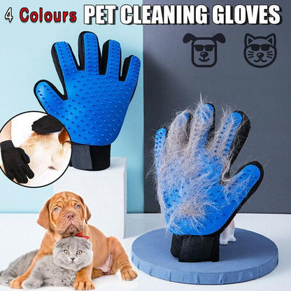 Pet Dog Cat Massage Hair Removal Grooming Comb Touch Cleaning Brush Magic Glove - Blue Right Hand