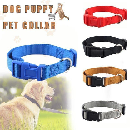 L Size Dog Puppy Pet Collar Adjustable Nylon Toy Large Pink Blue Red Black - Blue