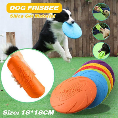 Frisbee Toy for Dogs Outdoor Fetch Training Soft Rubber Pet Flying Disc 18cm - Blue