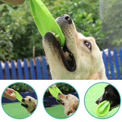 Frisbee Toy for Dogs Outdoor Fetch Training Soft Rubber Pet Flying Disc 18cm - Blue