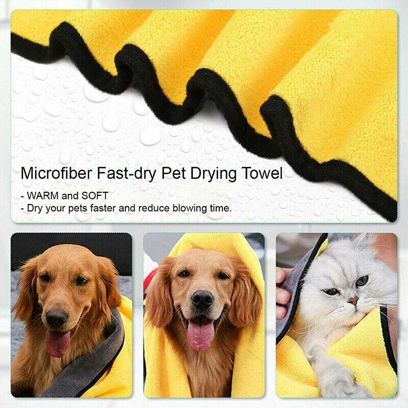 Pet Drying Towel Ultra-Absorbent Water Dog Cat Bath Microfiber Clean Soft Cloth - 30 X 30CM