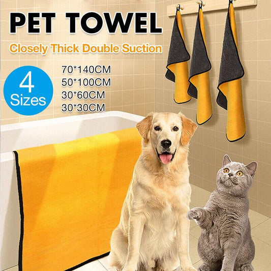 Pet Drying Towel Ultra-Absorbent Water Dog Cat Bath Microfiber Clean Soft Cloth - 50 X 100CM