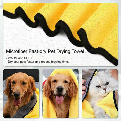 Pet Drying Towel Ultra-Absorbent Water Dog Cat Bath Microfiber Clean Soft Cloth - 50 X 100CM