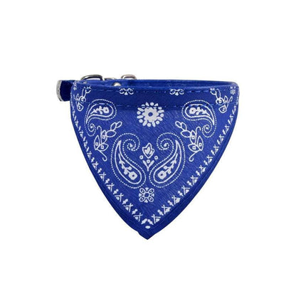 Adjustable Bandana Collar with Bell for Small Dogs and Cats Triangle Scarf Style - Blue