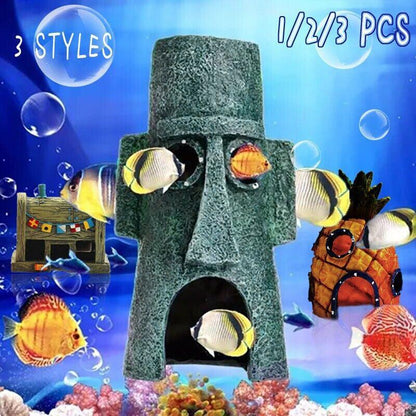 For Alien Spongebob Pineapple House Hole Fish Tank Decoration Aquarium Ornament - Plankton House