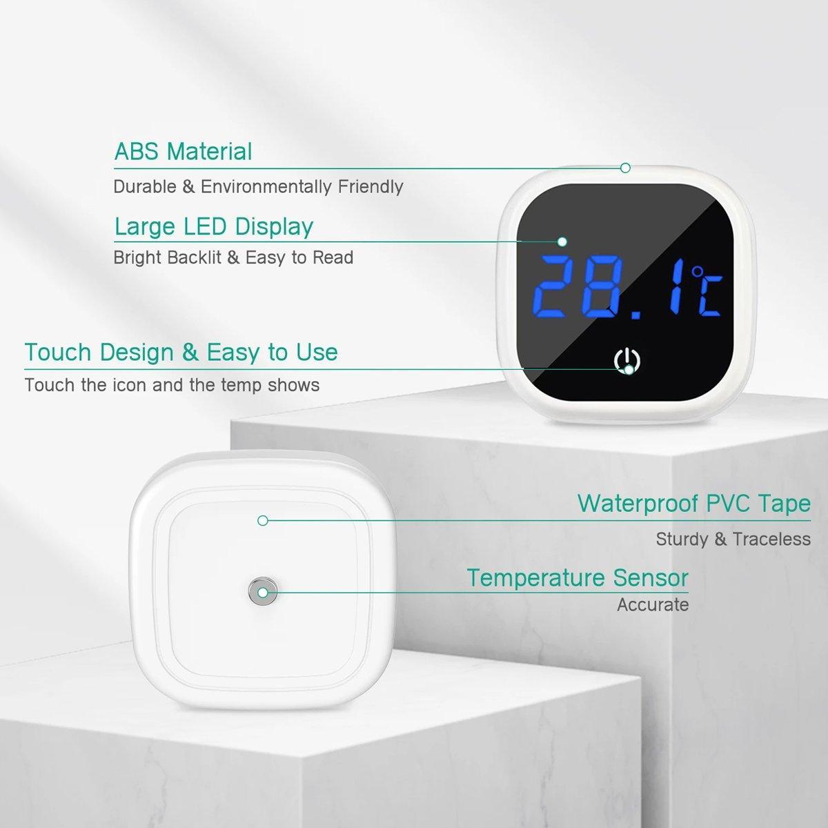 Aquarium Thermometer External Touch Screen Fish Tank Water Temperature Monitor