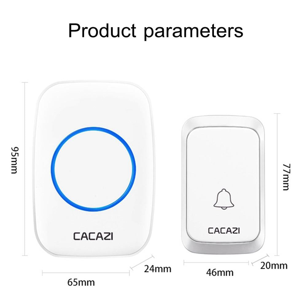Wireless Waterproof Doorbell Cacazi A06 Dc 1 To 2 Battery Smart Home - White
