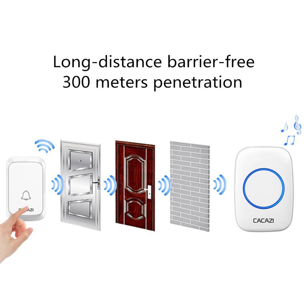 Wireless Waterproof Doorbell Cacazi A06 Dc 1 To 2 Battery Smart Home - White