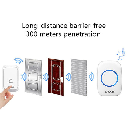 Wireless Waterproof Doorbell Cacazi A06 Dc 1 To 2 Battery Smart Home - White