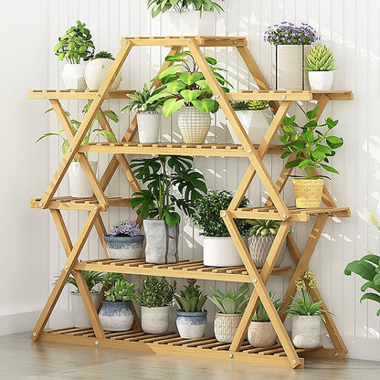 Bamboo Multilayer Flower Plant Bonsai Rack Shelf Stand Porch Lawn Patio