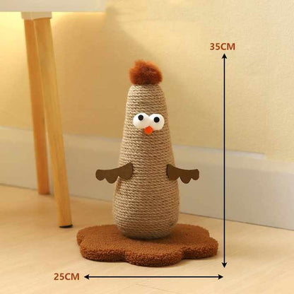 Beige Adorable Chick Cat Scratching Post - Durable Sisal Rope Scratcher Toy for Cats & Kittens