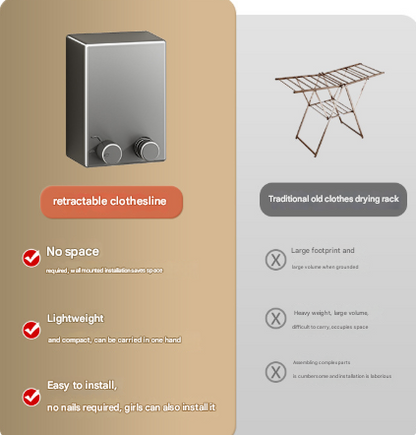 Gold Retractable Stainless Steel Clothesline - 4.2m Indoor and Outdoor Drying Solution