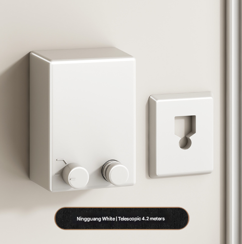 White Retractable Stainless Steel Clothesline - 4.2m Indoor and Outdoor Drying Solution