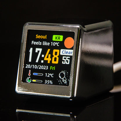 2pc Mini Smart Wi-Fi Weather Station Clock - Desktop Digital Clock with HD IPS Screen, Customizable GIF Display & 3-Day Forecast(Silver)