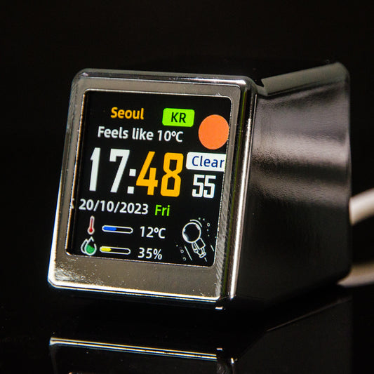 2pc Mini Smart Wi-Fi Weather Station Clock - Desktop Digital Clock with HD IPS Screen, Customizable GIF Display & 3-Day Forecast(Silver)