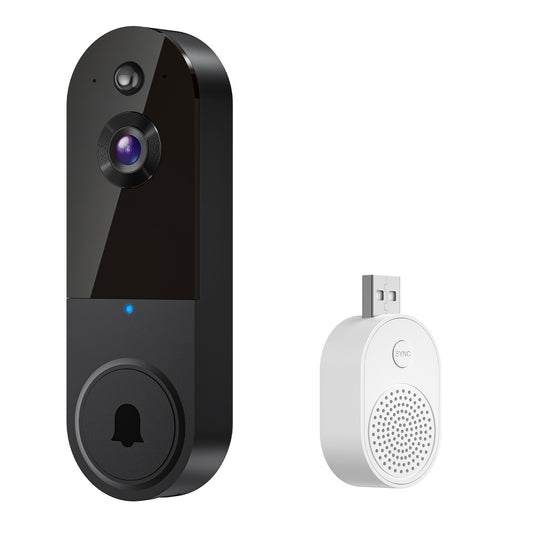 T50 Black 1080P Wireless Video Doorbell Camera with USB Chime Smart WiFi Security System 2-Way Audio Night Vision Motion Detection IP65 Waterproof
