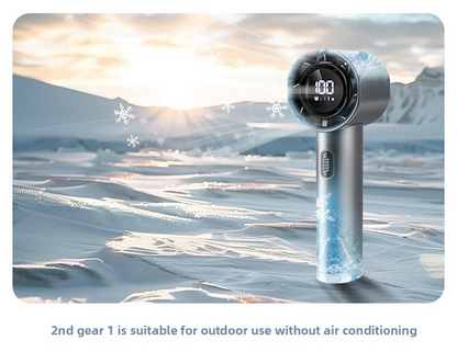 High Speed Handheld Turbo Fan Light Luxury Grey 3 Adjustable Speeds LED Display Portable Personal Cooling Fan Rechargeable for Travel Office Outdoor