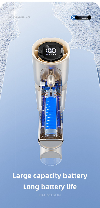 High Speed Handheld Turbo Fan Light Luxury Grey 3 Adjustable Speeds LED Display Portable Personal Cooling Fan Rechargeable for Travel Office Outdoor