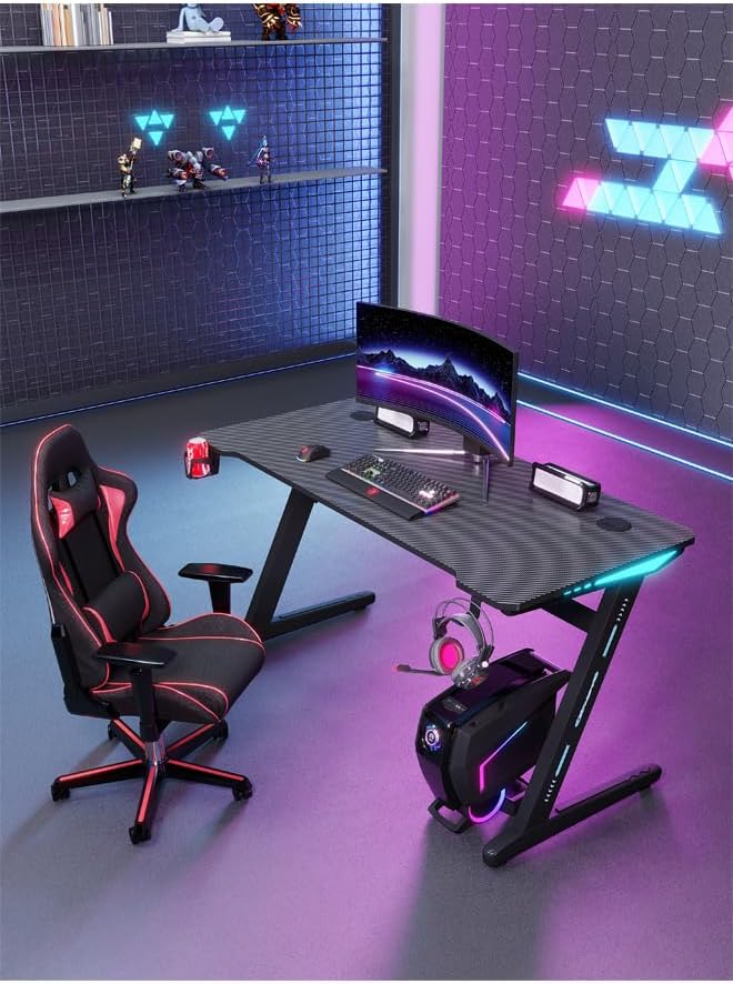 Gaming Desk With LED Light Gaming Desk Z Leg 120 CM