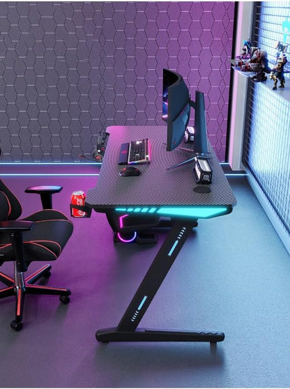 Gaming Desk With LED Light Gaming Desk Z Leg 120 CM
