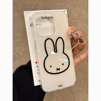 Kawaii Line  Rabbit Iphone11-16 Series Phone Cases Are Suitable for Cute White Background Iphone Phone Cases