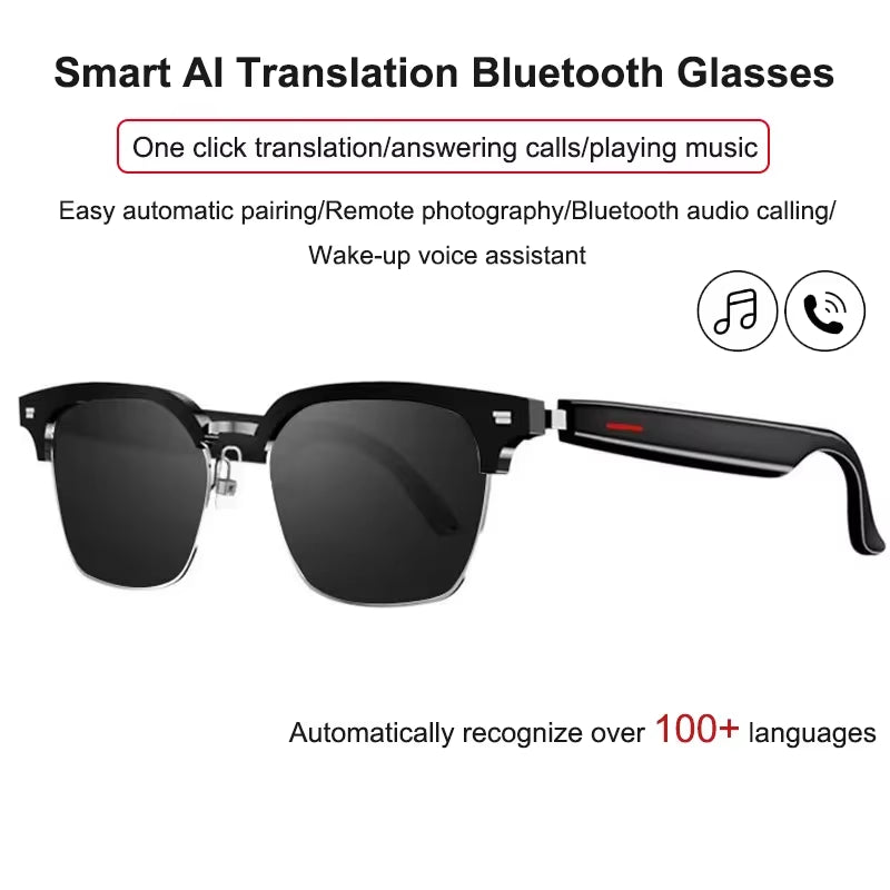 3 in 1 Smartglasses & Translator & Headset with Microphone Voice Assistant Bluetooth Call Camera Control Smart Bluetooth Glasses