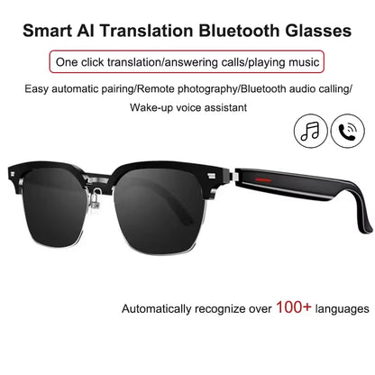 3 in 1 Smartglasses & Translator & Headset with Microphone Voice Assistant Bluetooth Call Camera Control Smart Bluetooth Glasses