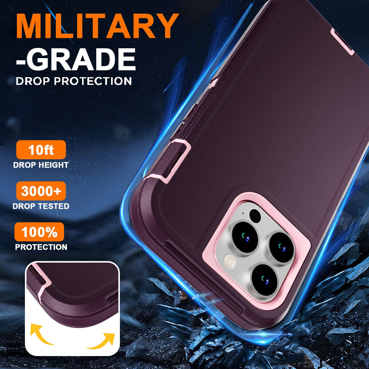 For Iphone 16 14 13 11 15 17 Pro Max 16E Case Rugged Shockproof Heavy Duty Cover