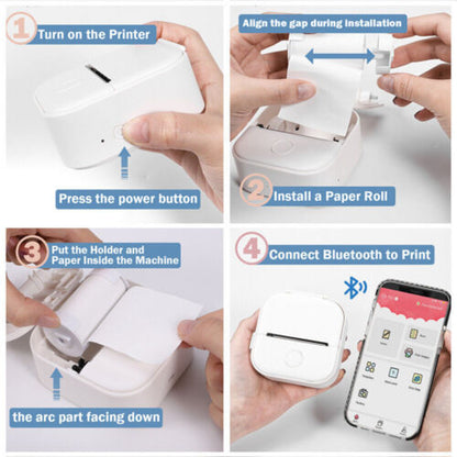 Mini Pocket Thermal Printer Bluetooth Wireless Photo Notes Inkless Sticker Paper