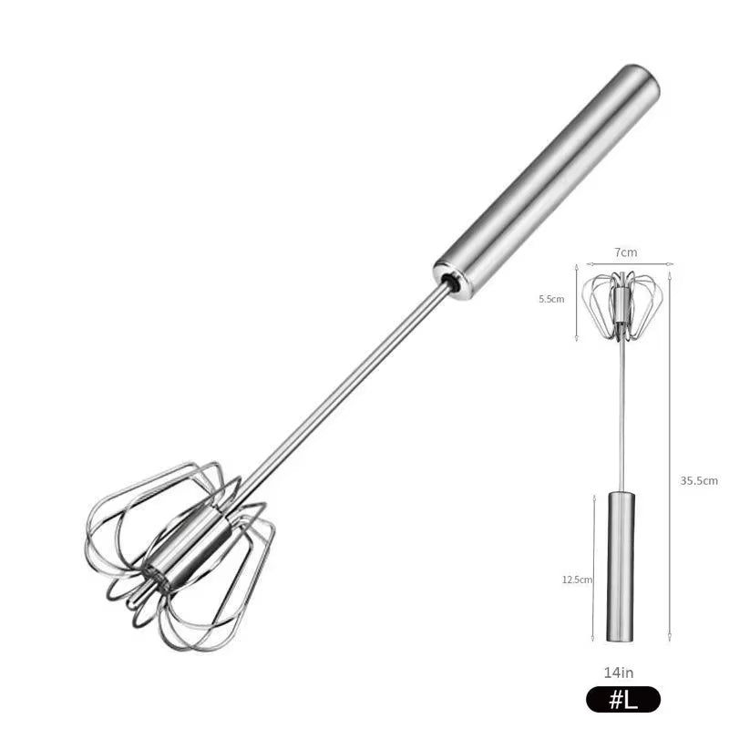 10/12/14Inch Stainless Steel Semi Automatic Whisk Blender for Home -Versatile Tool for Egg Beater, Milk Frother, Hand Push Whisk