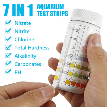 100Pcs 7 in 1 Water Quality Test Strips Fish Tank Test Kit Nitrate/Ph Total Hardness Test Strip Aquarium Water for Pisciculture