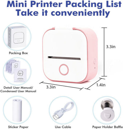Mini Pocket Thermal Printer Bluetooth Wireless Photo Notes Inkless Sticker Paper