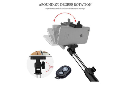 COSTCOM Unipod Selfie Stick Handheld Tripod Bluetooth Shutter Remote for Phone Universal, Black