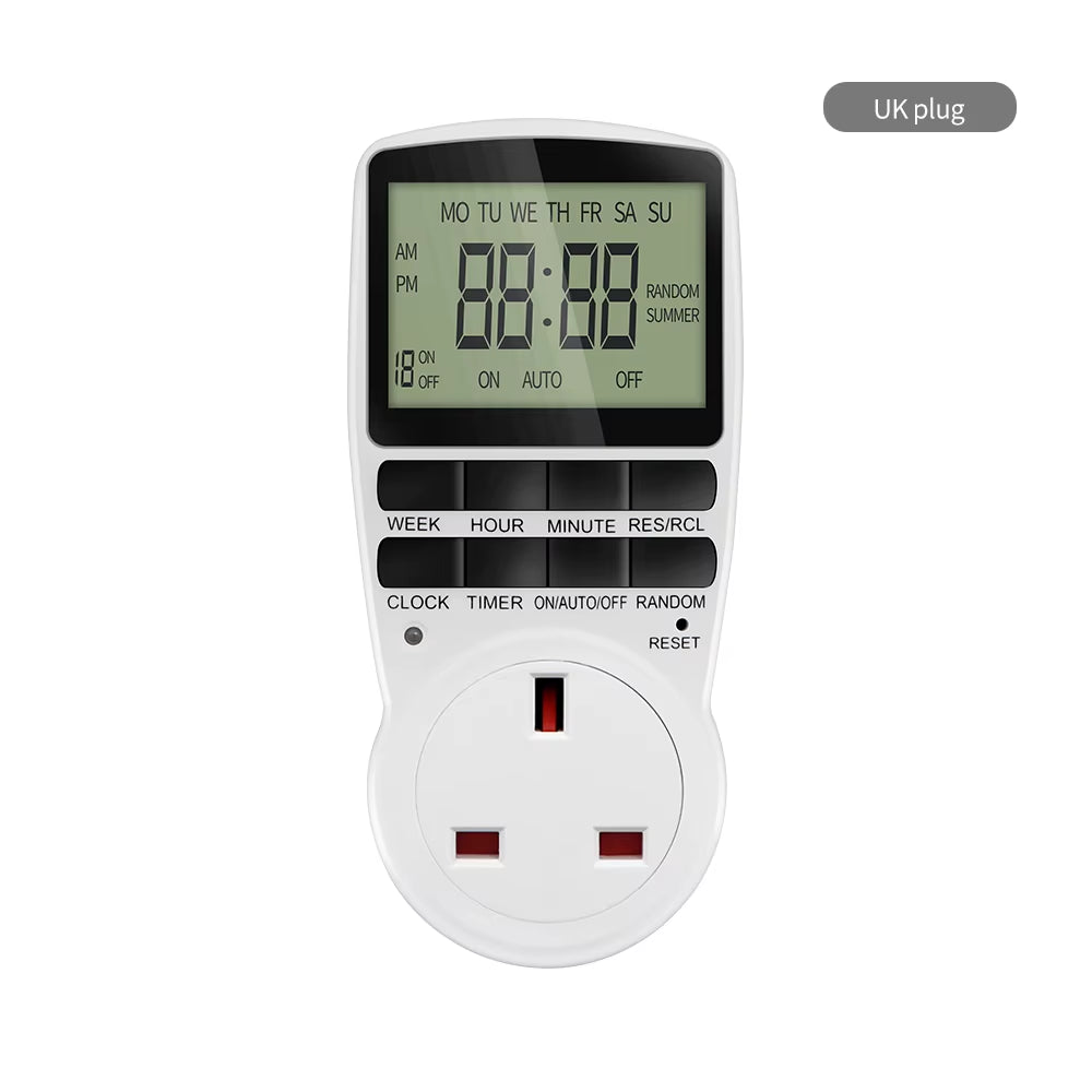 Electronic Digital Timer Switch 12/24 Hour Programmable Timing Socket 220V Kitchen Timer Outlet Time Control EU UK US AU FR Plug