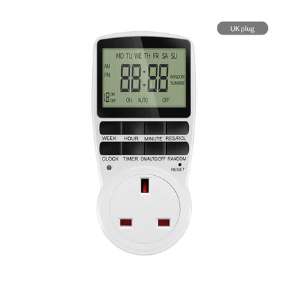 Electronic Digital Timer Switch 12/24 Hour Programmable Timing Socket 220V Kitchen Timer Outlet Time Control EU UK US AU FR Plug