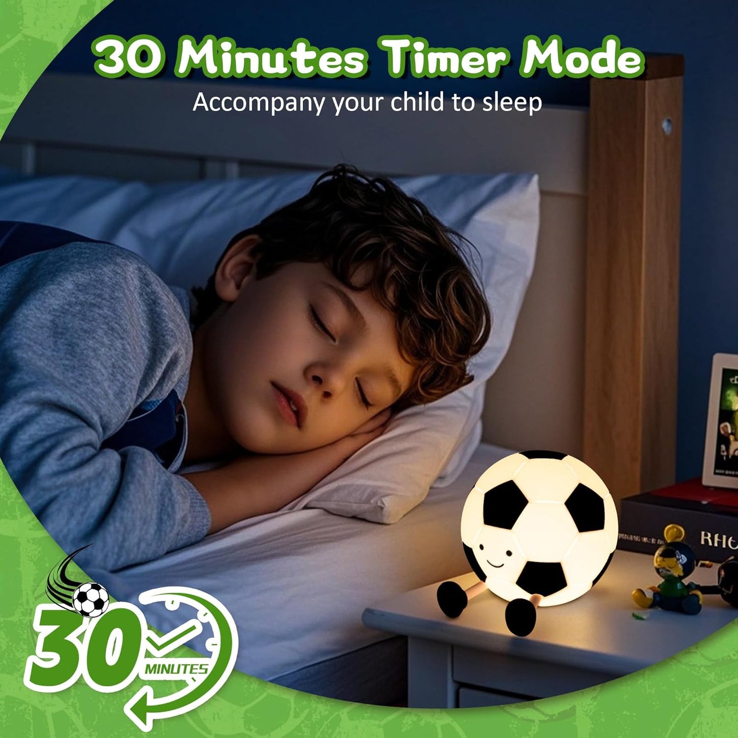 Soccer Night Light for Boy, Light up Soft Silicone LED Football Lamp, Rechargeable with Timer Dimmable, Portable Nursery Bedroom Table Decor, Gifts for Kid Teen Sport Fans Birthday Christmas