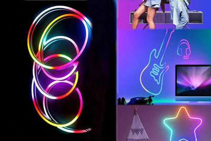 3M LED Neon Strip Lights LED Strip Lights with App Control or Wifi Outdoor LED Strip Lights Neon Rope Lights Smart LED Strip Lights for Indoor Outdoor Home Decor -Bluetooth APP