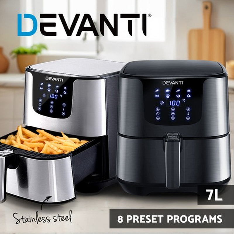 Devanti Air Fryer 7L LCD Fryers Kitchen Oven Airfryer Oil Free Healthy Cooker