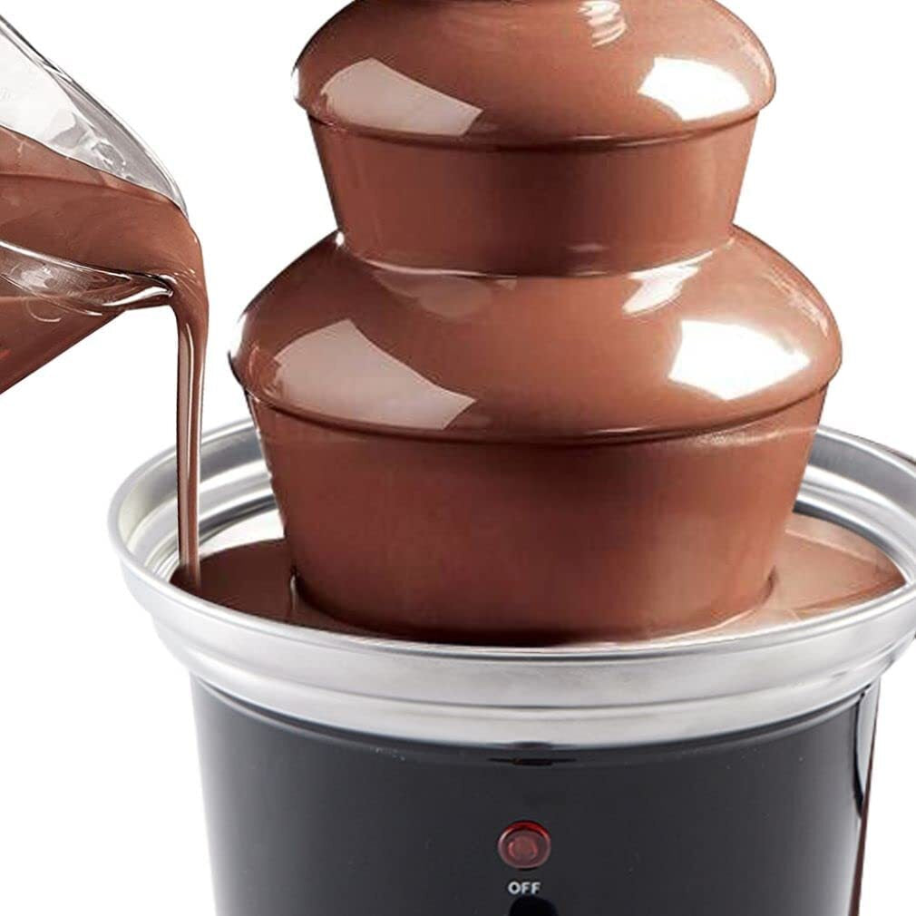 New Large 3-Tier Stainless Steel Chocolate Fondue Fountain with 500Ml Capacity