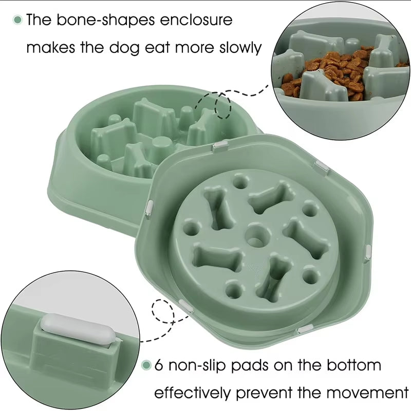 Slow Feeder Dog Bowl Anti-Choking Puppy Food Bowl Anti-Slip Pet Slow Eating Dog Dishes Puzzle Feeders for Dogs Small Medium