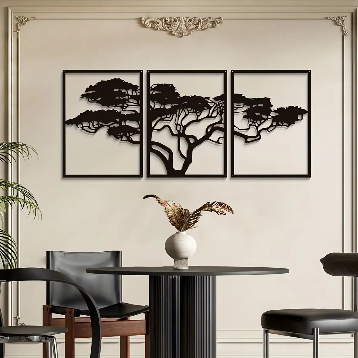 3Pcs Black Metal Wall Art Decor Tree of Life Metal Tree Wall Art Tree Sign Metal Wall Decoration Housewarming Hanging Wall Art