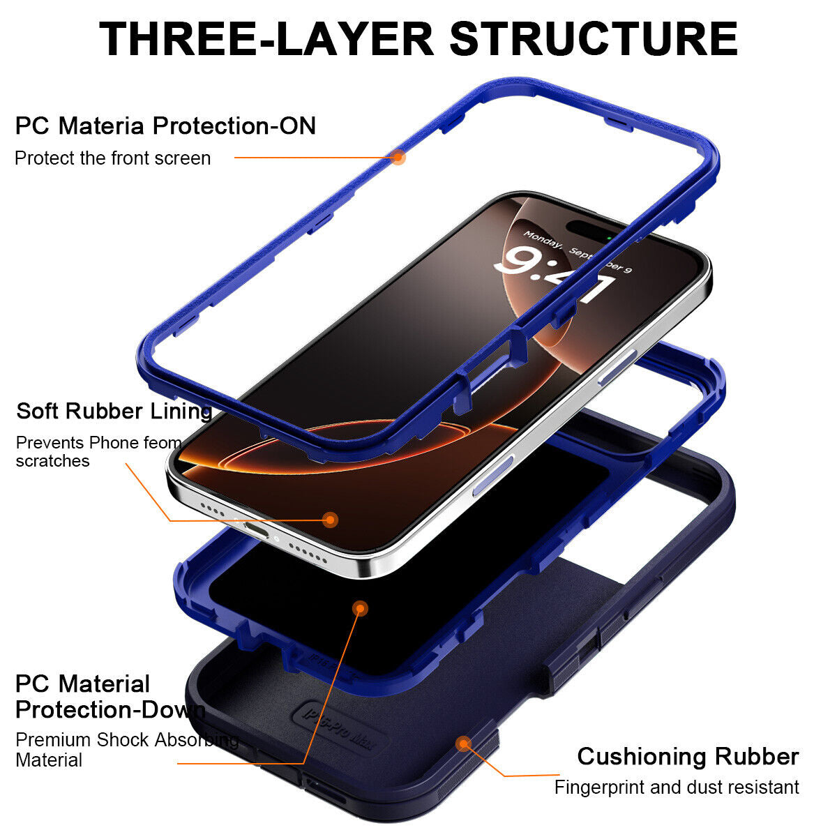 For Iphone 16 14 13 11 15 17 Pro Max 16E Case Rugged Shockproof Heavy Duty Cover