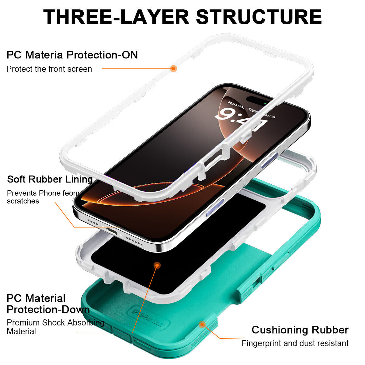 For Iphone 16 14 13 11 15 17 Pro Max 16E Case Rugged Shockproof Heavy Duty Cover